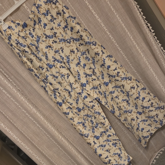 a new day Cream and Blue Floral Wide-Leg Pants - Picture 2 of 4